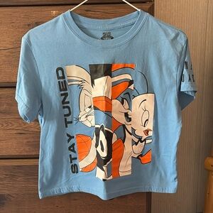 Blue Space Jam Crop Top